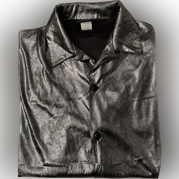 Men's Vintage Short Sleeve Large Silver NYE Y2K 2000 Celebration Shirt - Picture 3 of 11